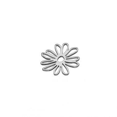 BeadsBalzar Beads & Crafts RHODIUM PLATED Silver 925 11x12mm hollow Flower pendant