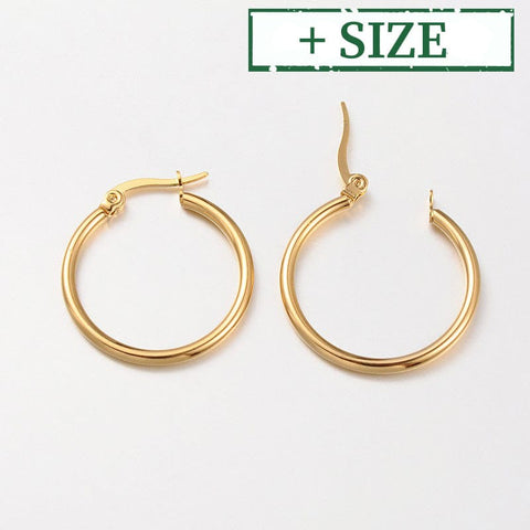 BeadsBalzar Beads & Crafts Ring 304 Stainless Steel Hoop Earrings, Golden