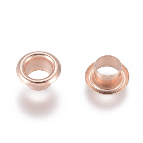 BeadsBalzar Beads & Crafts ROSE GOLD European Style Stainless Steel Eyelet Core, Grommet for Large Hole Beads, 8x4.5mm