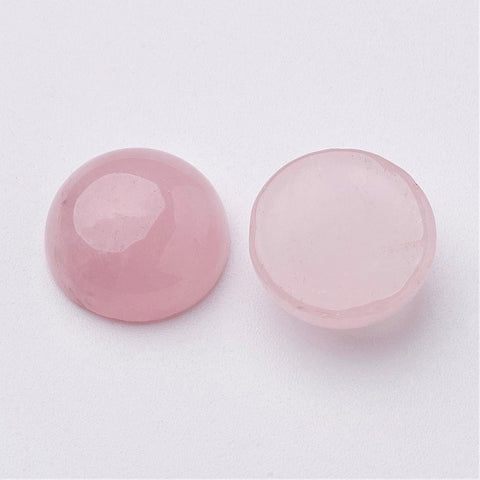 BeadsBalzar Beads & Crafts ROSE QUARTZ Natural Cabochons Flatbacks, Half Round, 12mm