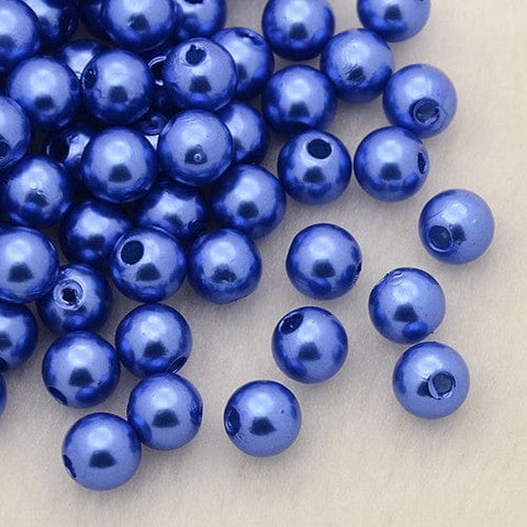 BeadsBalzar Beads & Crafts ROYAL BLUE Imitation Pearl Acrylic Beads, Dyed, Round, 4mm