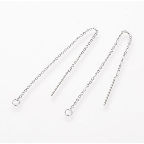 BeadsBalzar Beads & Crafts (SE8786P) 304 Stainless Steel Earring Findings, Ear Threads (2 PCS)