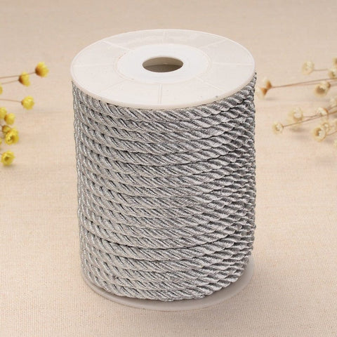 BeadsBalzar Beads & Crafts SILVER Twisted Nylon Thread, 5mm thick, about 16 meters