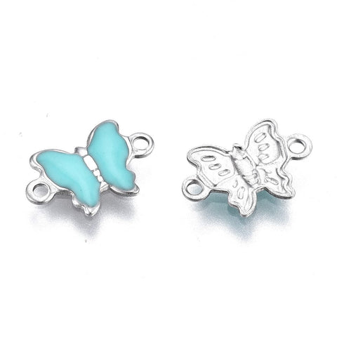 BeadsBalzar Beads & Crafts SKYBLUE (SB8230-RW) 304 Stainless Steel Enamel Links Butterfly  (4 PCS)