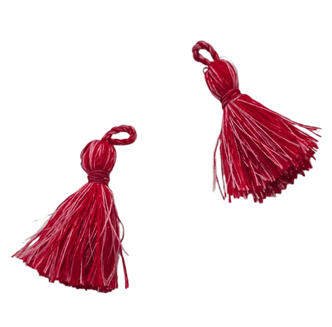 BeadsBalzar Beads & Crafts Small Tassels Red & White 22mm