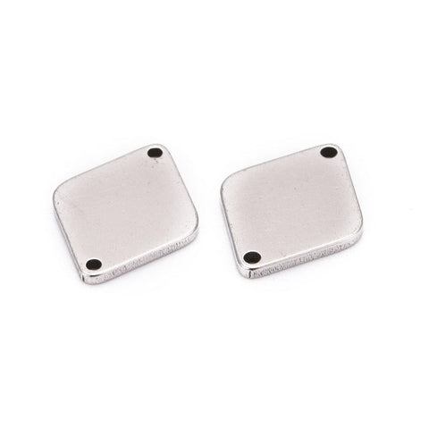 BeadsBalzar Beads & Crafts Smooth Surface Stainless Steel Rhombus Stamping Blank Tag Links connectors, 14x11mm