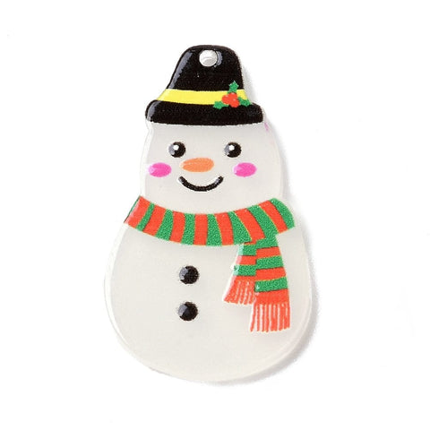 BeadsBalzar Beads & Crafts SNOWMAN 37x21x1.6mm Hole 1.6mm Printed Acrylic Pendants, for Christmas, Skull Pattern Size: about 30x40mm