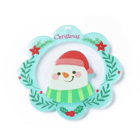 BeadsBalzar Beads & Crafts SNOWMAN 37x37x2.5mm Hole 1mm Christmas Acrylic Pendants, DIY Christmas Pendants & Charms