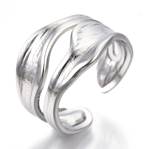 BeadsBalzar Beads & Crafts STAINLESS STEEL 304 Stainless Steel Cuff Ring, Wide Band Rings 18.1mm