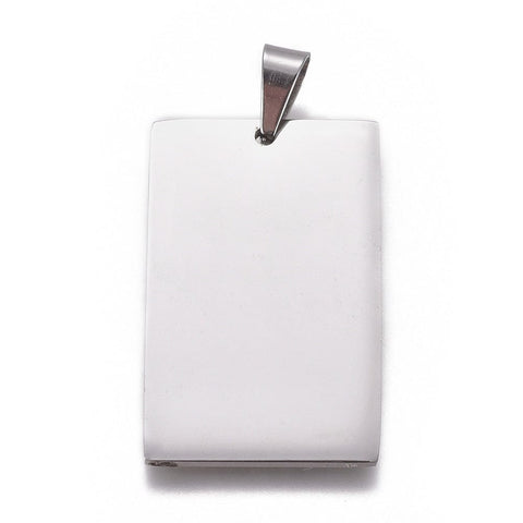 BeadsBalzar Beads & Crafts STAINLESS STEEL 304 Stainless Steel Pendants, Rectangle, Stamping Blank Tag, 40x25x2mm