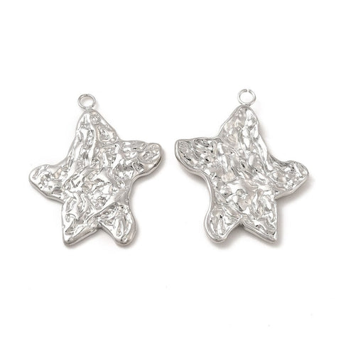 BeadsBalzar Beads & Crafts STAINLESS STEEL 304 Stainless Steel Pendants, Textured, Starfish Charm Pendant