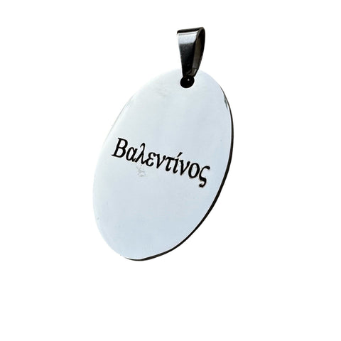 BeadsBalzar Beads & Crafts STAINLESS STEEL Custom 2 Sides Engraved on 304 Stainless Steel Pendant, Oval, 25x36mm