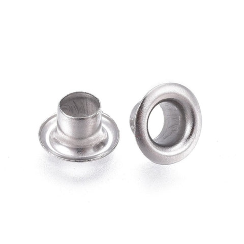 BeadsBalzar Beads & Crafts STAINLESS STEEL European Style Stainless Steel Eyelet Core, Grommet for Large Hole Beads, 8x4.5mm