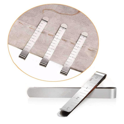 BeadsBalzar Beads & Crafts Stainless Steel Sewing Clip Cloth Ruler, Hemming Clips, Hem Maker Ruler