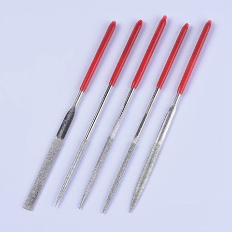 BeadsBalzar Beads & Crafts Steel Diamond Files, Graining Burnishing Tools, Size: about 0.3~0.6cm wide, 14.2~14.5cm long