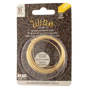 BeadsBalzar Beads & Crafts Tarnish resistant medium temper 21g square wire -Gold color