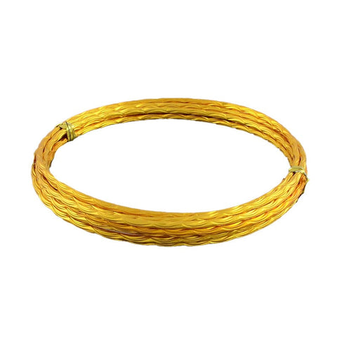 BeadsBalzar Beads & Crafts Textured Round Aluminum Wire, Wave Pattern, Goldenrod, 12 Gauge, 2mm, 2m/roll