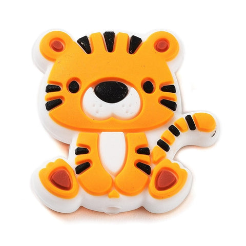 BeadsBalzar Beads & Crafts TIGER Food Grade Eco-Friendly Silicone Focal Beads, Chewing Beads For Teethers, DIY Nursing Necklaces Making