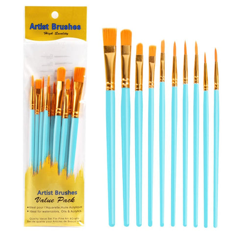 BeadsBalzar Beads & Crafts Turquoise Blue Paint Plastic Craft Brushes Set, with Aluminium Tube, for DIY Oil Watercolor Painting Craft