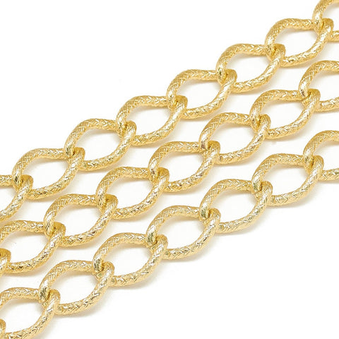 BeadsBalzar Beads & Crafts Unwelded Aluminum Curb Chains, Light Gold, 15.5x11x2mm