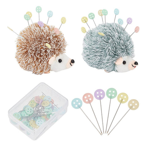 BeadsBalzar Beads & Crafts Velvet & Cotton Plush Toys, Hedgehog Needle Cushions, with Iron Head Pins, Mixed Color