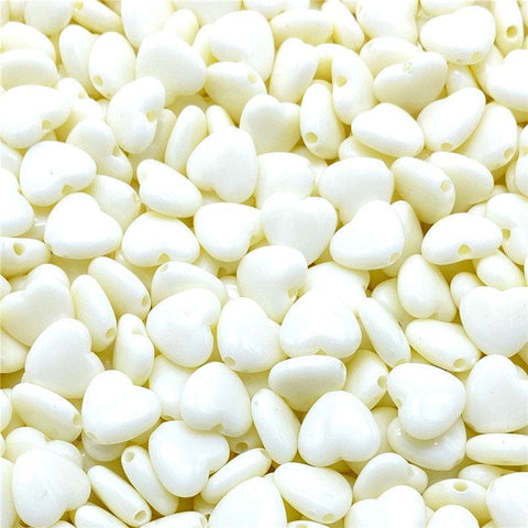 BeadsBalzar Beads & Crafts WHITE (AH8805-01) (AH8805-X) Opaque Acrylic Beads, Heart, 9mm wide (+/- 50 PCS)