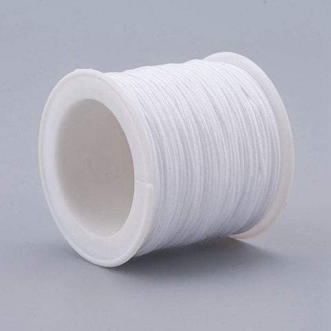 BeadsBalzar Beads & Crafts WHITE Braided Nylon Thread, 1 mm 100 yards (91 meters) spool