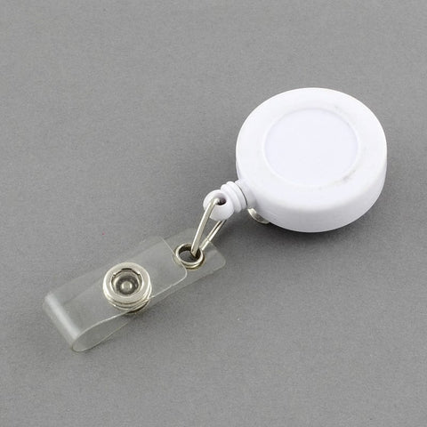 BeadsBalzar Beads & Crafts White Plastic Clip-On Retractable Badge Holders, Tag Card Holders