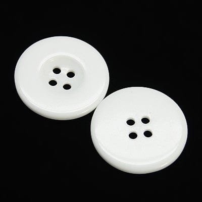 BeadsBalzar Beads & Crafts WHITE Resin Buttons , Dyed, Flat Round, 15mm