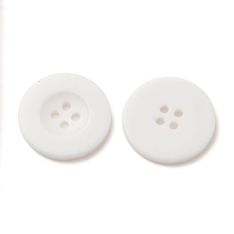 BeadsBalzar Beads & Crafts WHITE Resin Buttons, Dyed, Flat Round, 25mm