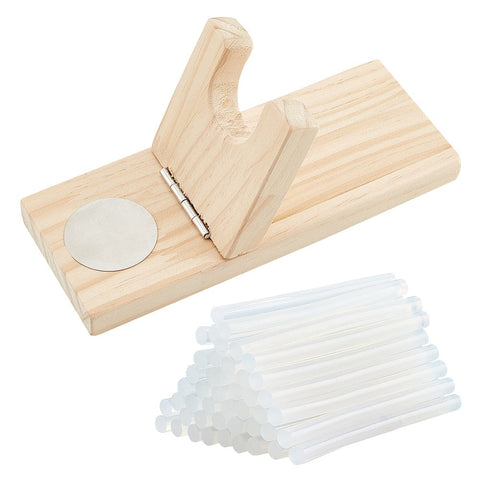 BeadsBalzar Beads & Crafts Wooden Hot Glue Gun Holder with 50 pieces of glue sticks