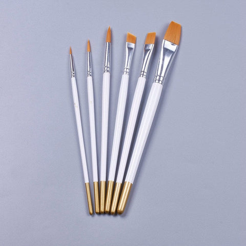 BeadsBalzar Beads & Crafts Wooden Paint Brushes Pens Sets, For Watercolor Oil Painting, White