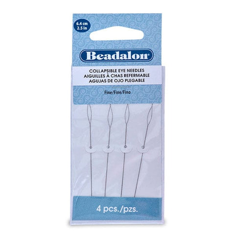 Beadsmith Collapsible Eye Needles, Fine 0.30 mm / .012 in, 2.5 in / 6.4 cm Length