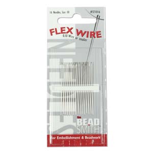 Beadsmith English beading needles for use with Flexible Beading Wire Size 0.10 or smaller.