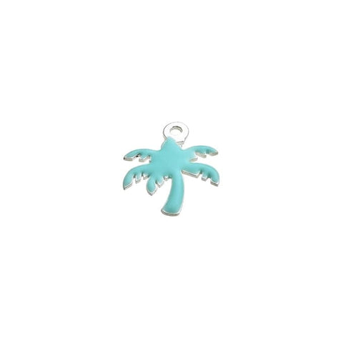 Sterling Silver 925 Sterling Silver 925 10x12mm Turquoise Enamel Palm Tree pendant Hole 1mm