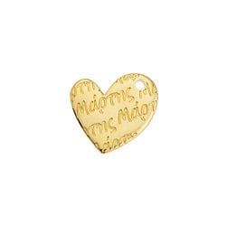 BeadsBalzar Beads & Crafts 24KT.GD.PL. (GQM8207-G) (GQM8207-X) Motif heart "Μάρτης" pendant 14x12.5mm (4 PCS)