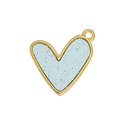 BeadsBalzar Beads & Crafts 24KT.GD.PL. SOFT CYAN (GQH8741-GC) (GQH8741-X) Alloy Heart motif vitraux pendant 19mm (2 PCS)