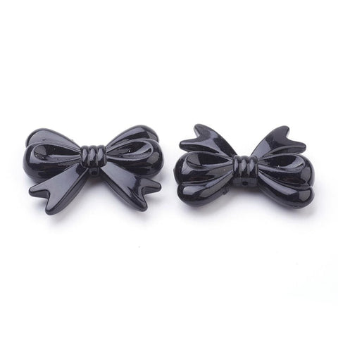 BeadsBalzar Beads & Crafts (AB6746A) Opaque Acrylic Beads, Bowknot, Black Size: about 36mm long, 46mm wide (4 PCS)