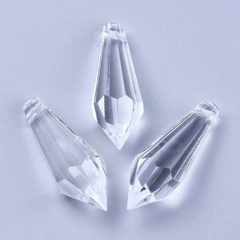 BeadsBalzar Beads & Crafts (AB6756A) Transparent Acrylic Pendants, Faceted, Drop, for Wedding Chandeliers, Clear Size: about 13mm wide, 38mm long