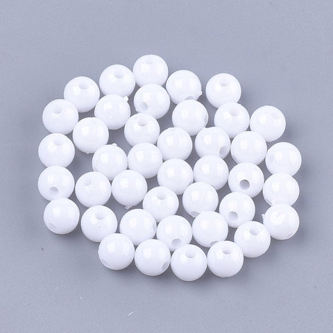 BeadsBalzar Beads & Crafts (AB7601-601) WHITE (AB7601-X) Opaque Plastic Beads, Round, 6mm (15 GMS)