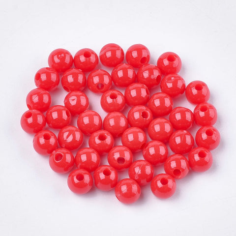 BeadsBalzar Beads & Crafts (AB7601-604) RED (AB7601-X) Opaque Plastic Beads, Round, 6mm (15 GMS)