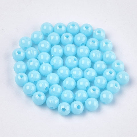 BeadsBalzar Beads & Crafts (AB7601-613) LT.BLUE (AB7601-X) Opaque Plastic Beads, Round, 6mm (15 GMS)