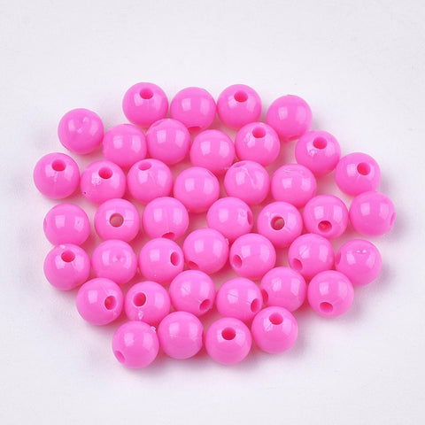 BeadsBalzar Beads & Crafts (AB7601-617) PINK (AB7601-X) Opaque Plastic Beads, Round, 6mm (15 GMS)