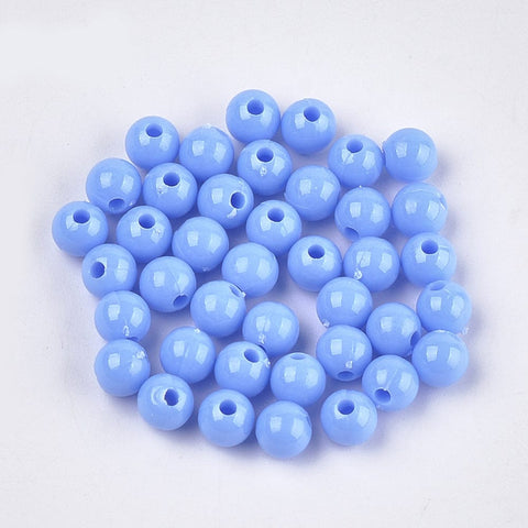 BeadsBalzar Beads & Crafts (AB7601-623) CORN.BLUE (AB7601-X) Opaque Plastic Beads, Round, 6mm (15 GMS)