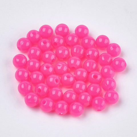 BeadsBalzar Beads & Crafts (AB7601-625) FUCHSIA (AB7601-X) Opaque Plastic Beads, Round, 6mm (15 GMS)