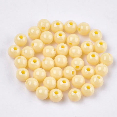 BeadsBalzar Beads & Crafts (AB7601-627) PEACHPUFF (AB7601-X) Opaque Plastic Beads, Round, 6mm (15 GMS)