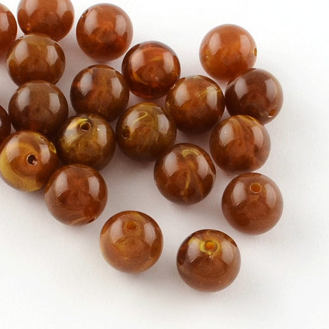 BeadsBalzar Beads & Crafts (AB7679-19) BROWN (AB7679-X) Acrylic Imitation Gemstone 10mm /Hole 2mm (20GMS +/- 35 PCS)