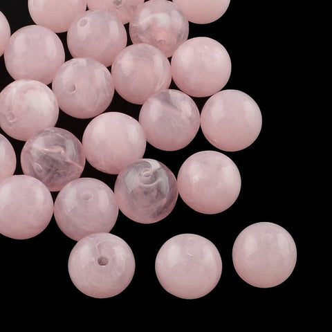 BeadsBalzar Beads & Crafts (AB7679-25) PINK (AB7679-X) Acrylic Imitation Gemstone 10mm /Hole 2mm (20GMS +/- 35 PCS)