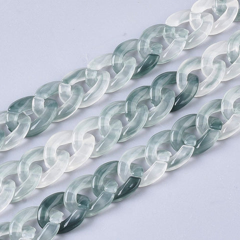 BeadsBalzar Beads & Crafts (AC7681-AQ) AQUA (AC7681-X) Acrylic Handmade Curb Chains, 14x10mm (1MET)