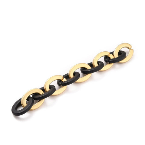 BeadsBalzar Beads & Crafts (AC7849-A) Opaque Spray Painted Acrylic Cable Chains, Black & Gold 18x24mm (1 MTRS)